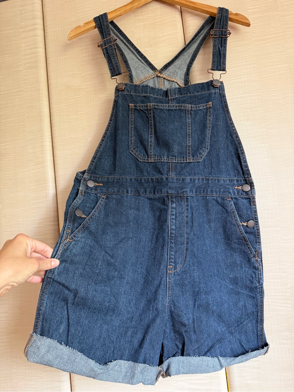 Dark Blue Denim Short Overalls Romper